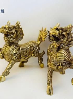 厂家铜麒麟摆件 财富麒麟摆件 办公室客厅装饰礼品