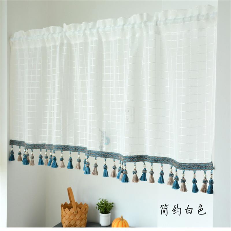 跨境热卖个性定制美式短帘柜门帘门帘纱窗厨房隔断成品纱帘小窗纱