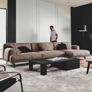 意式 客厅磨砂布三人位贵妃大组合羽绒科技布艺沙发 现代极简约风格