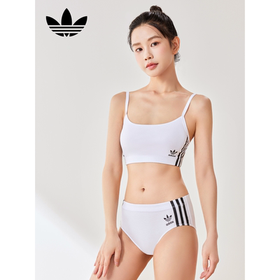 Adidas阿迪达斯内衣女无胸垫抹胸式柔软透气舒适三叶草少女背心