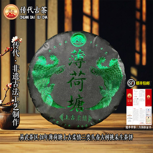 傳代 餅清涼甘甜 357克 24年薄荷塘上古柔情三類頭春古樹挑采生茶
