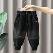 长裤 儿童黑色牛仔裤 休闲百搭 男童宽松束脚裤 子宝宝秋装 春秋季 新款