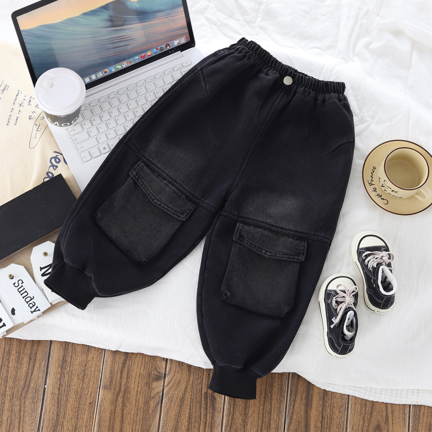 男童水洗做旧工装牛仔裤休闲潮酷