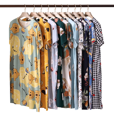 棉绸睡裙夏季中老年家居服可外穿