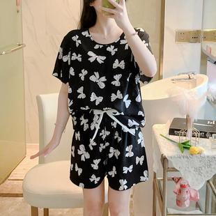 人造棉绵绸加大码 2025年新款 两件套短袖 棉绸睡衣女夏季 家居服 薄款