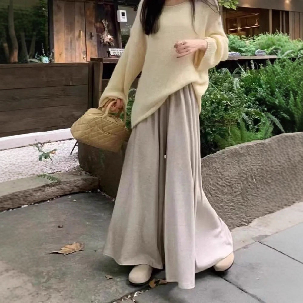 深灰色糯米半身裙裤女秋季新款胖半身裙