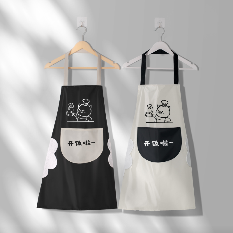 速发无袖围裙可擦手家用防水防油厨房餐饮工作服时尚可爱做饭情侣