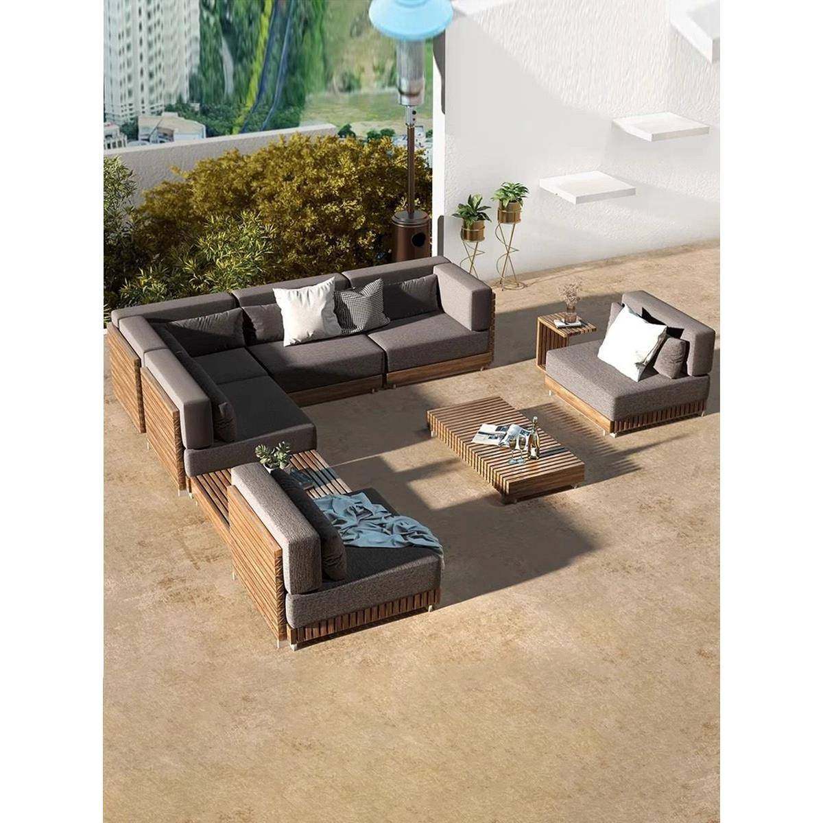 户外柚木高端实木沙发酒店防水防晒室外露台花园别墅组合庭院家俱,住宅家具,户外沙发,淘宝优惠券,粉丝福利购,淘宝优惠卷