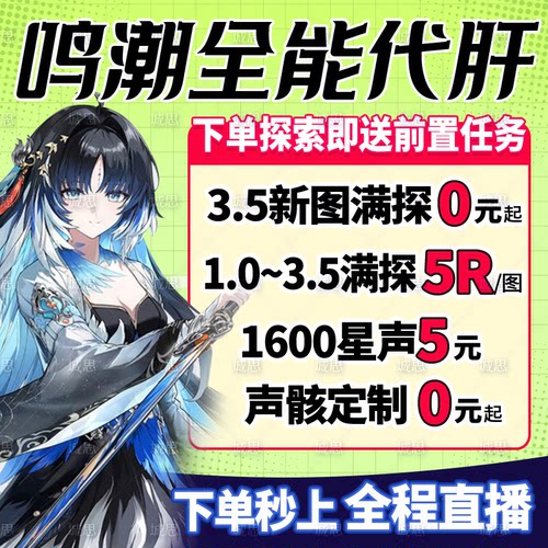 鸣潮代打代肝代练带干跑全地图探索度声骸夜之城托管星声任务深塔