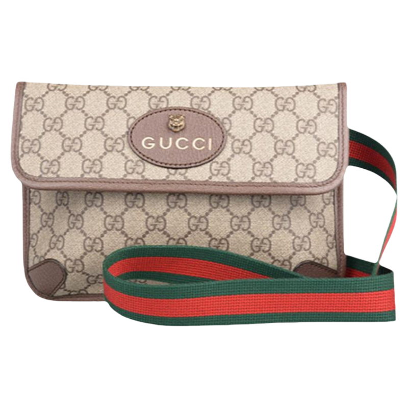 9.9新GUCCI古驰虎头老花Logo帆布腰包单肩斜挎包