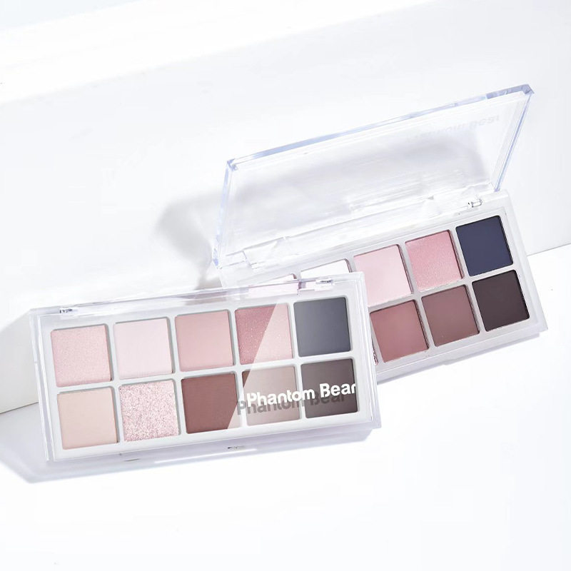 新款幻影小熊十色眼影盘摇滚水泥大地盘珠光哑光细闪学生党日常盘