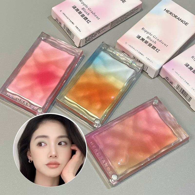 ~涟漪渐变腮红低饱和膨胀色韩系元气哑光提亮高光修容盘腮红/胭脂