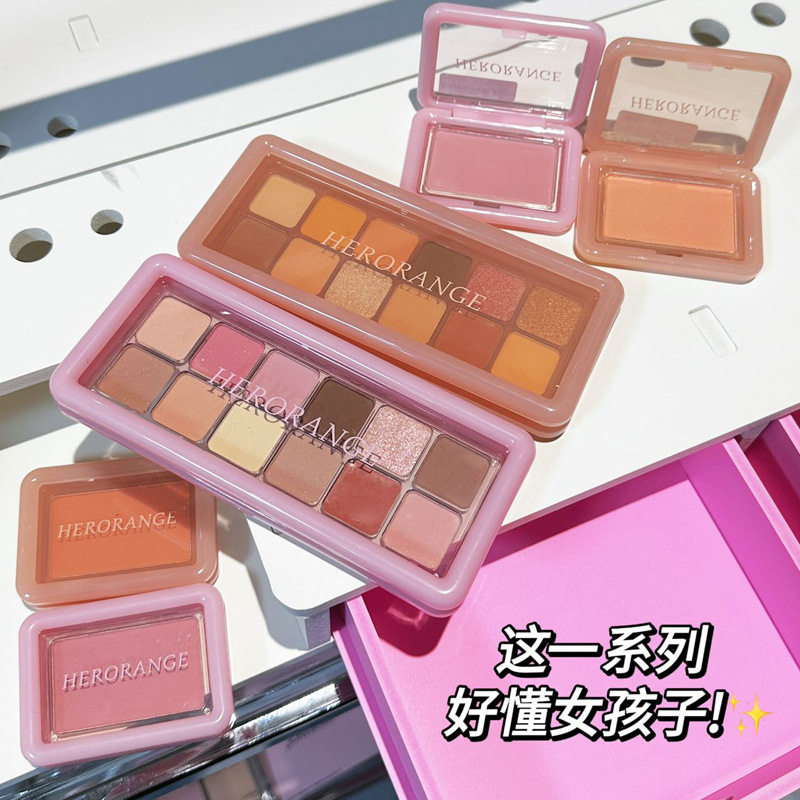 新款 ~12色眼影盘哑光细闪高光自然修容提亮淡颜感单色腮红女