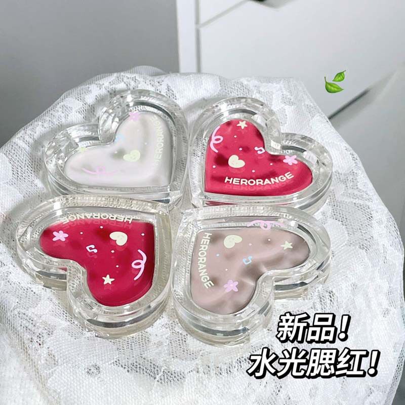 ~爱心单色水光腮红膏伪素颜自然提亮脸部立体高光多用膏腮红/胭脂