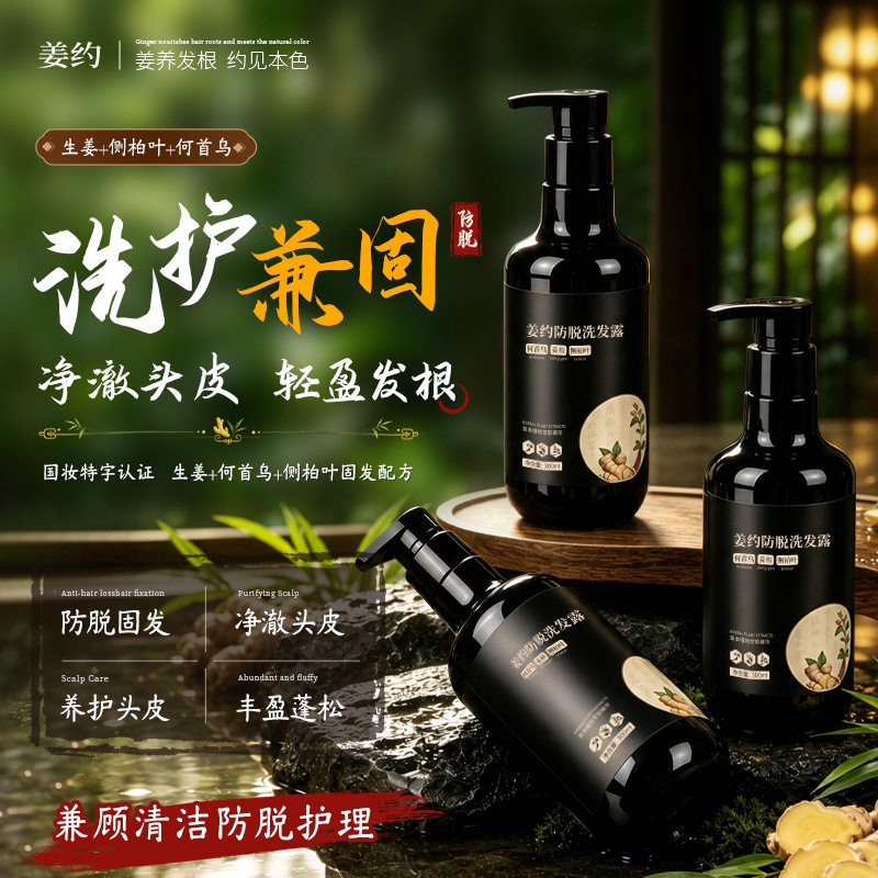 洗发露何首乌洗发水草本洗发液清爽柔顺蓬松洗发膏女士基础包装