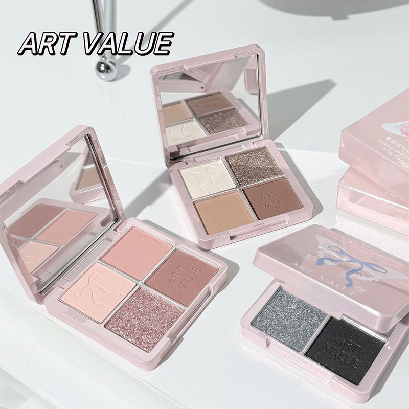 ArtValue新品蝴蝶契约四色眼影盘珠光爆闪辣妹膏状脸部彩妆