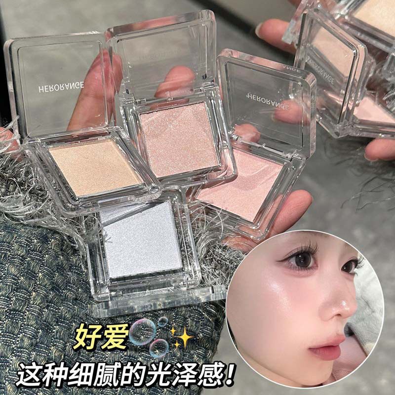新款 ~单色闪闪细闪珠光腮红高光提亮自然裸装懒人眼影盘3年