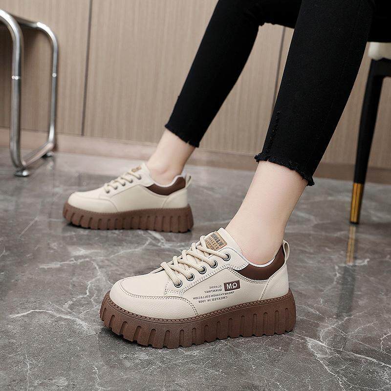 正货板鞋女新款配裙子百搭增高5CM休闲鞋显瘦厚底防滑ins潮皮面运