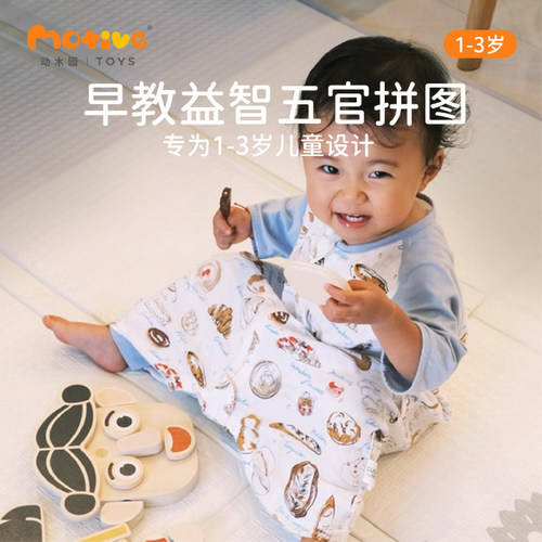 高端积木玩具宝宝木制五官拼图