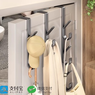 门后挂钩竖排免打孔金属挂衣钩门上挂包置物架包包帽子收纳神器
