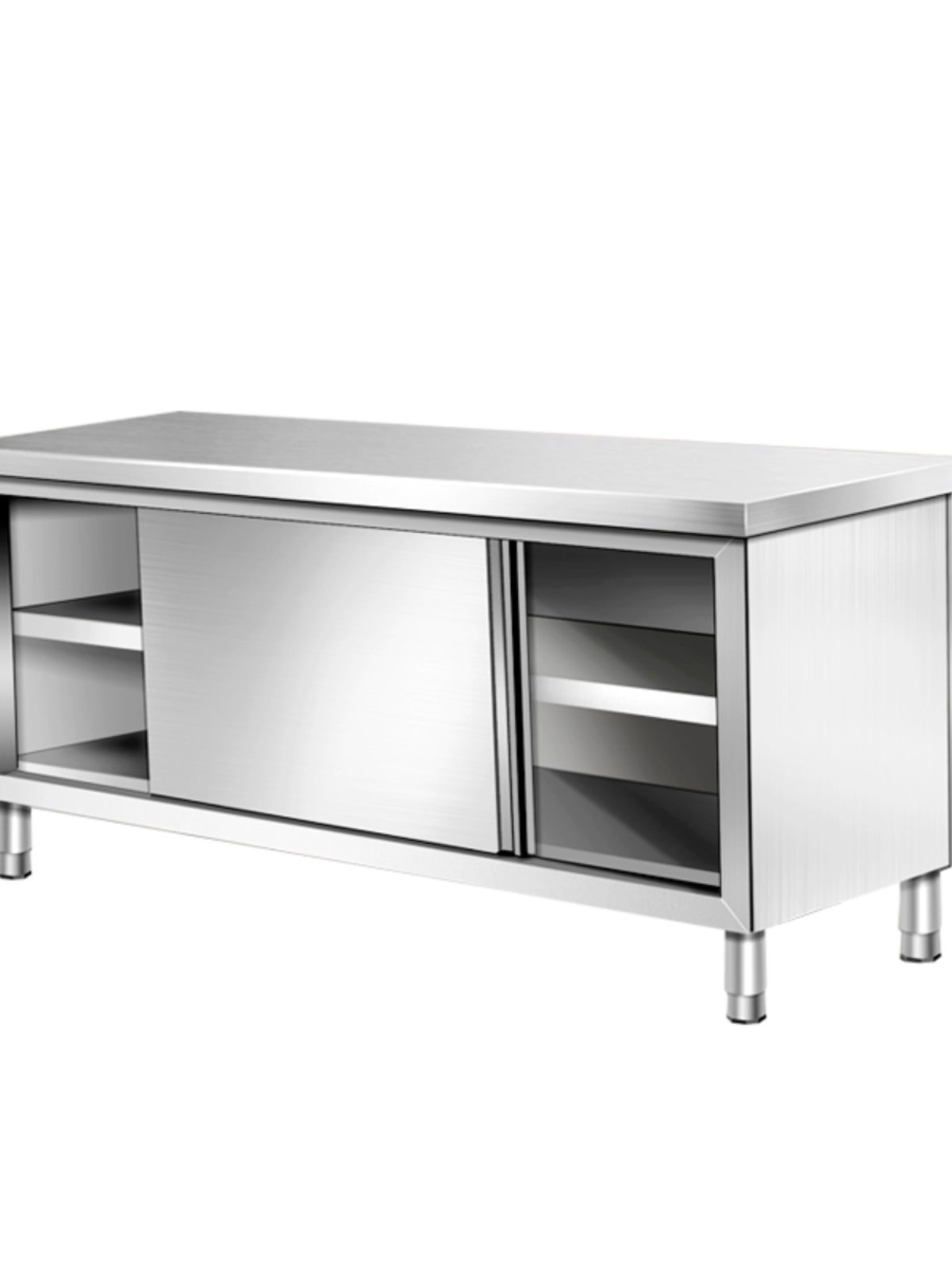 新304不锈钢拉门工作台厨房操作面案板专用切菜桌子家商用储物促