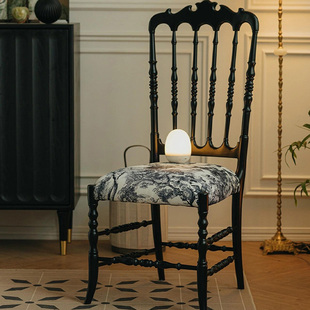 法式家用复古拿破仑高级软包靠背卧室梳妆中古风实木咖啡餐桌椅子