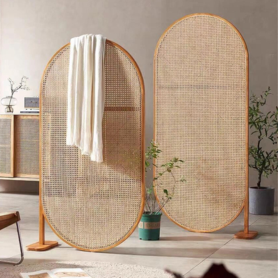 中复古风原实木藤编屏风隔断宋代美学办公室入户玄关移动禅意遮挡