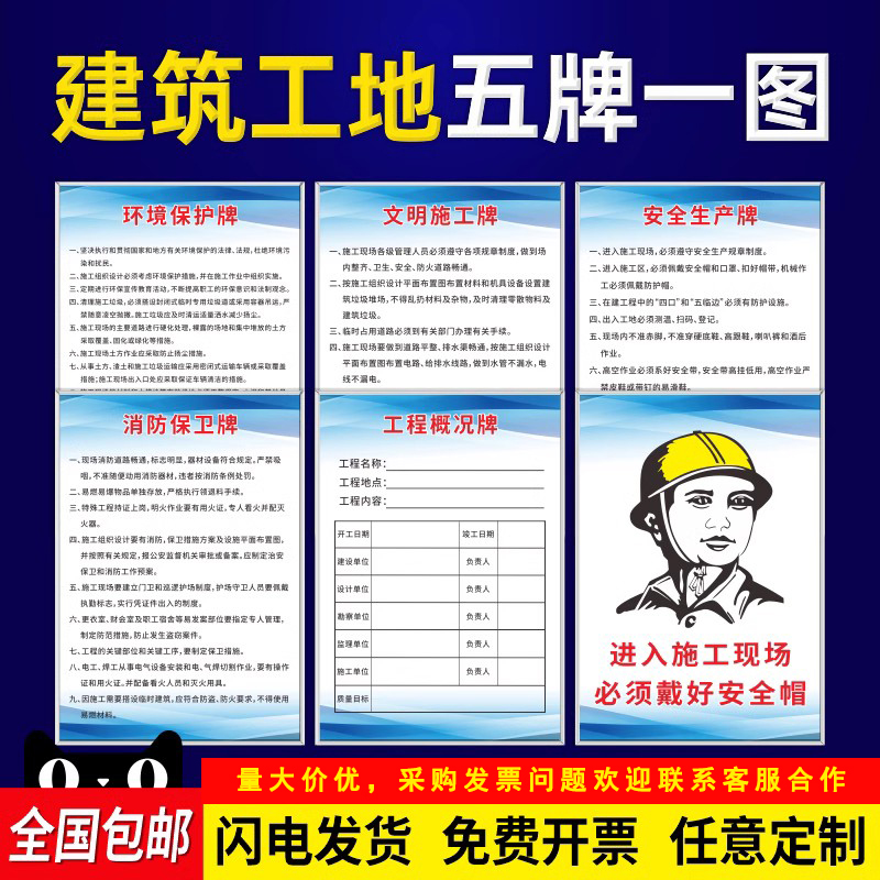 建筑工地五牌一图安全标识八