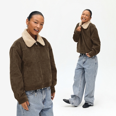 oneup美式复古灯芯绒棉服外套