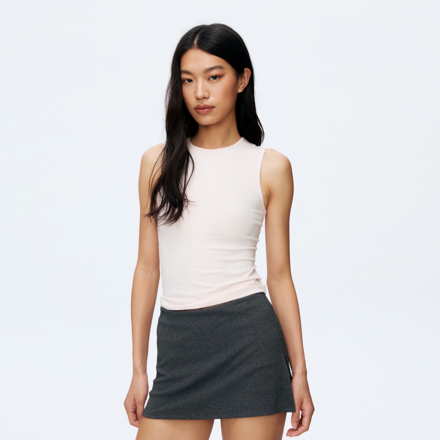 oneup窄边弹力背心女夏季外穿修身无袖t恤健身普拉提瑜伽运动上衣