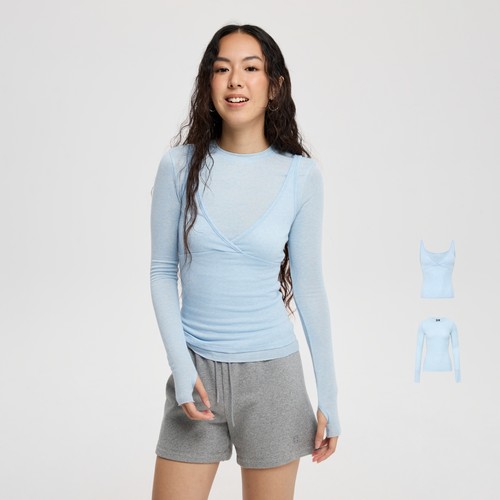 美利奴羊毛叠穿两件套长袖