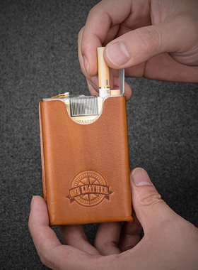 oneleather 真皮烟盒男士专用20支装便携植鞣牛皮软硬通用