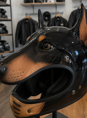 杜宾犬搞笑酷炫头盔面具