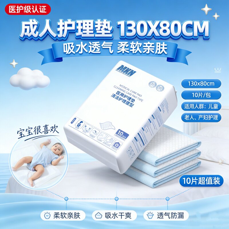 80×130加宽加厚护理垫产后卧床宠物全包防水隔尿垫成人产褥垫大
