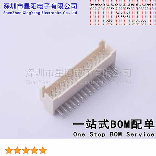 FWF20017-D30B22W5B 2mm 2x15P弯插 间距2mm插针结构2x15P排数2每