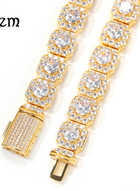 欧美男士新款嘻哈项链锆石冰糖项链多尺寸hiphop说唱配饰跨境