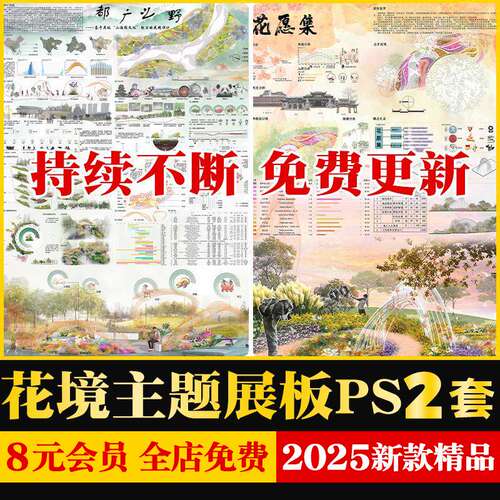竞赛风花境主题设计A1A0花镜PSD分层素材分析图模板PS展板ps素材
