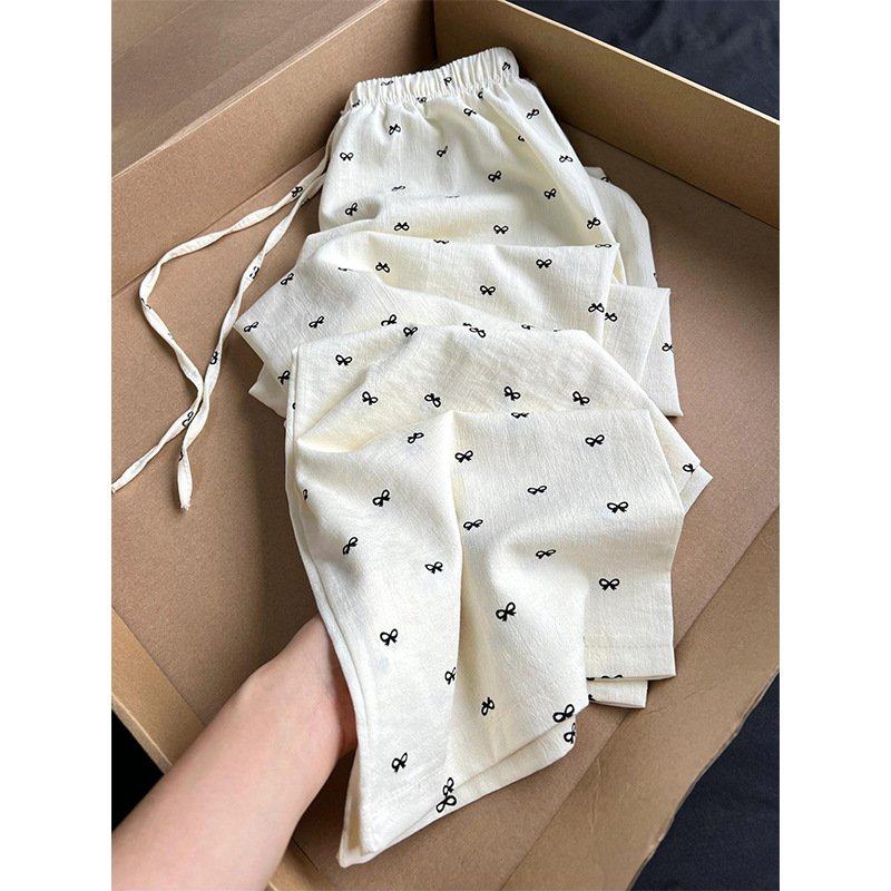 奶白色薄款裤子女春夏松弛垂感蝴蝶结宽松直筒阔腿防晒山本休闲裤,女装/女士精品,大码裤装,淘宝优惠券,粉丝福利购,淘宝优惠卷