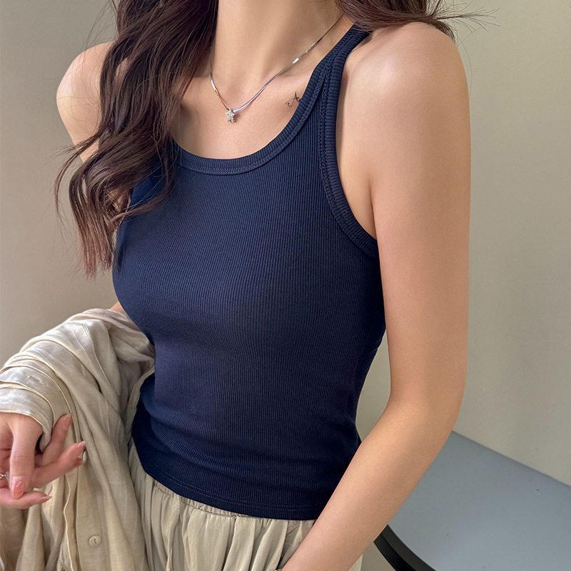 严选春夏季圆领吊带背心女修身显瘦气质内搭打底高级感可外穿上衣