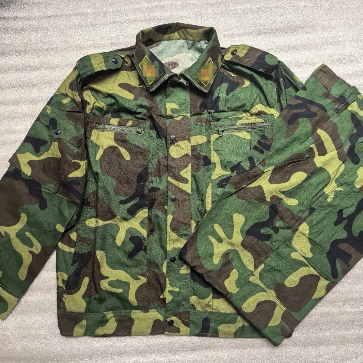 库存99式迷彩服套装斜插兜拉链到顶户外工地服装工作服收藏服男款