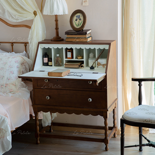 悦澜居复古秘书柜家用卧室梳妆台床头柜收纳陈列中古客厅展示柜