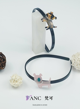 梵可Vanc醋酸丹麦同款可爱小猫小狗甜美百搭防滑带齿洗脸眼镜发箍