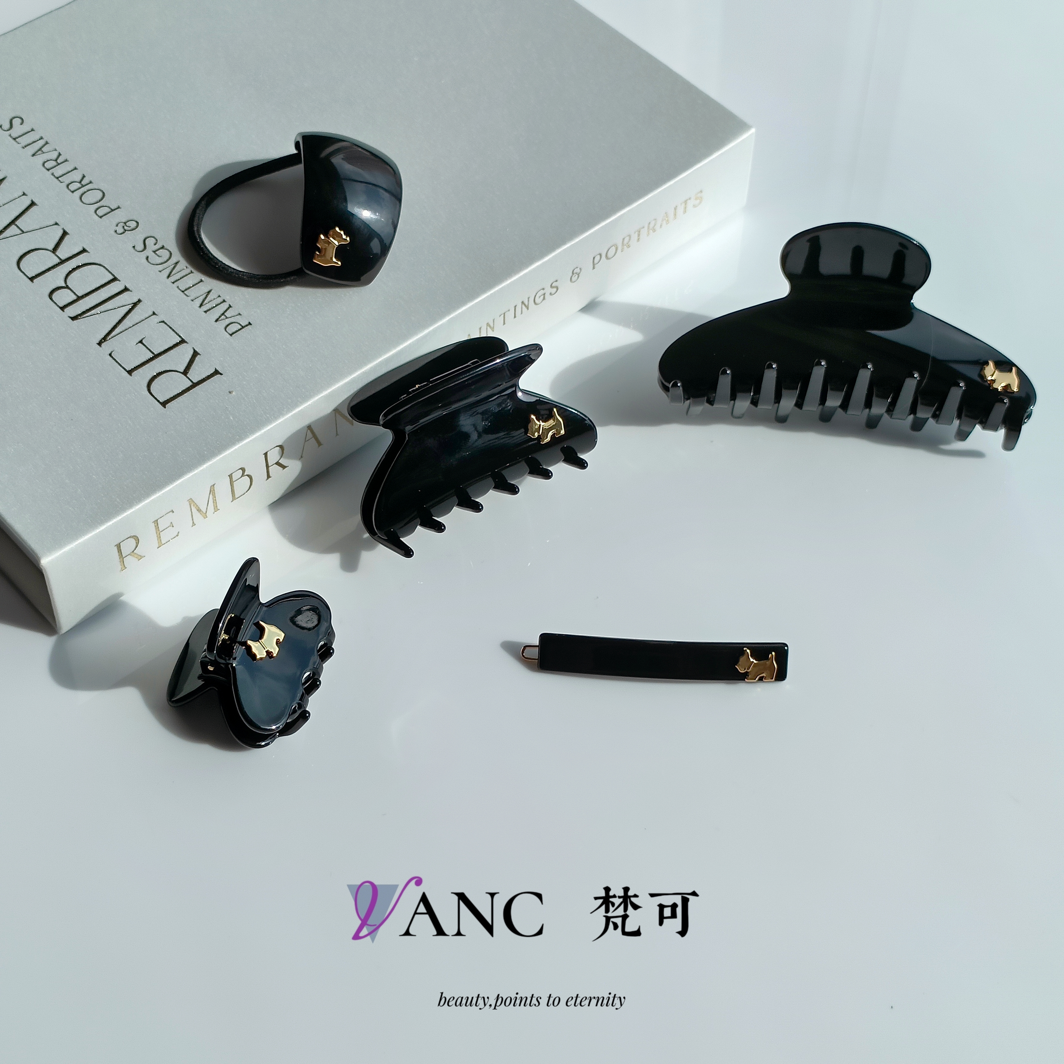 agath*同款醋酸发饰黑色简约百搭