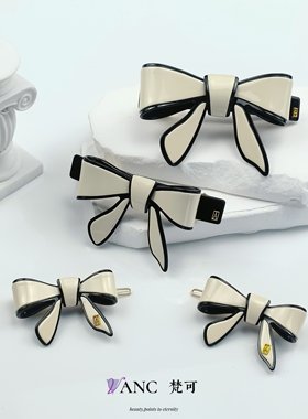 巴黎同款蝴蝶结轻奢戴安娜风边夹侧边夹造型青蛙夹弹簧夹明星同款