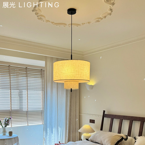 侘寂风中古卧室布艺吊灯设计师
