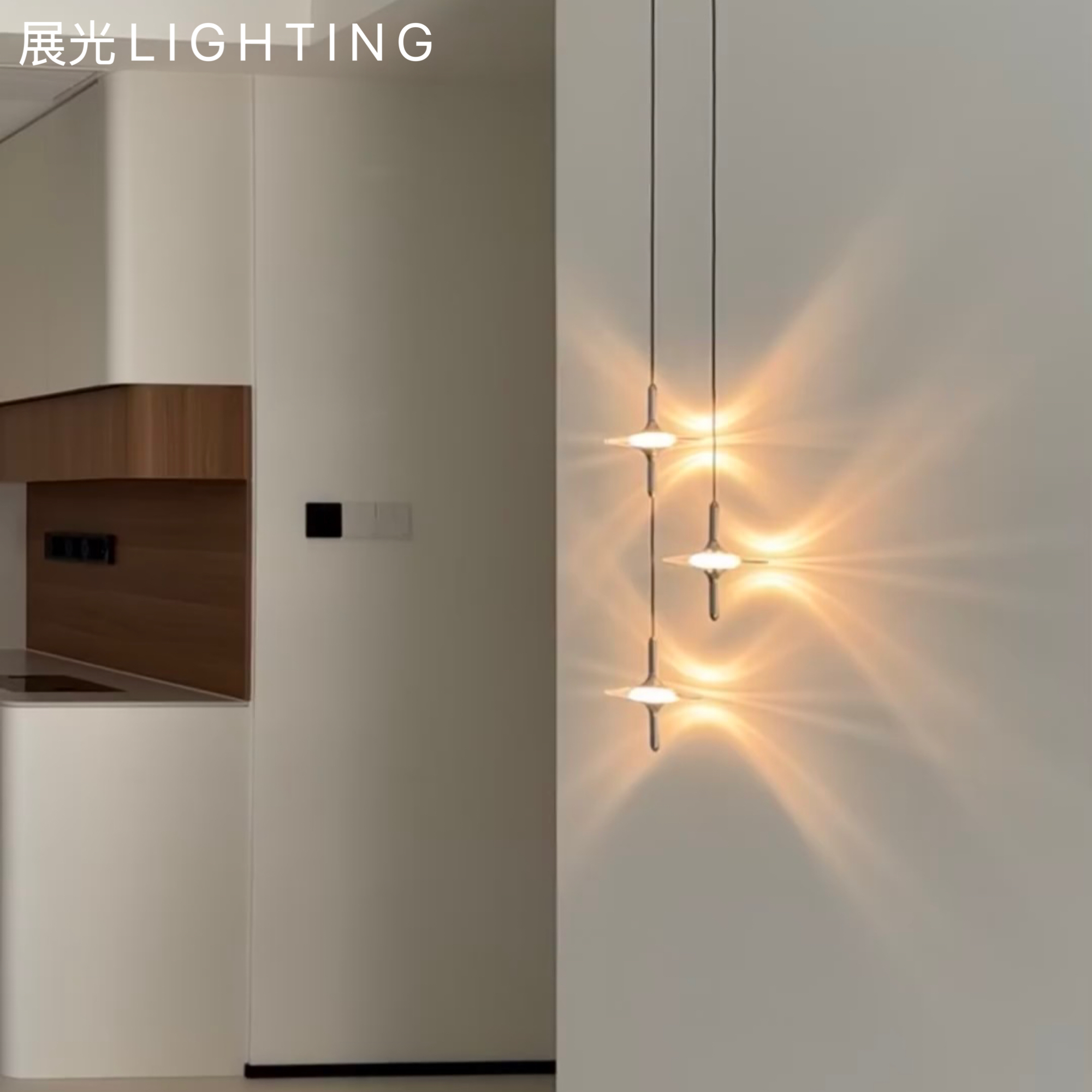 星雨窄楼梯吊灯背景墙床头小吊灯