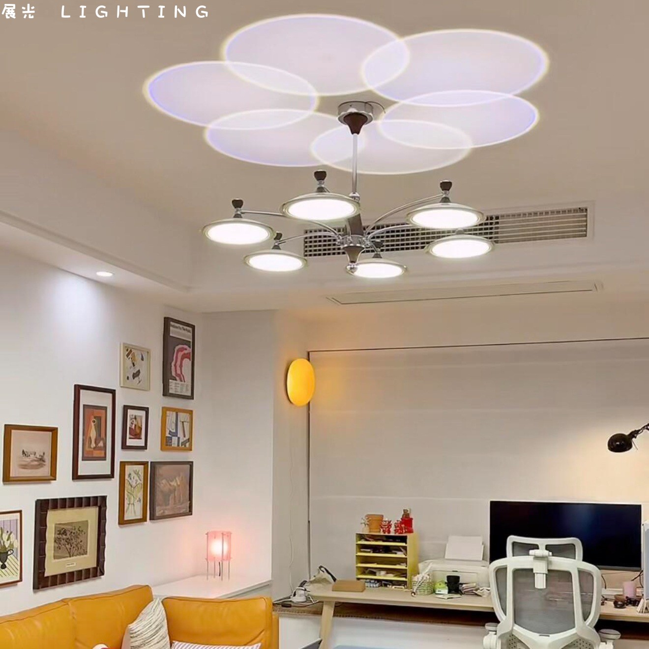 设计感法式中古风客厅吊灯奶油