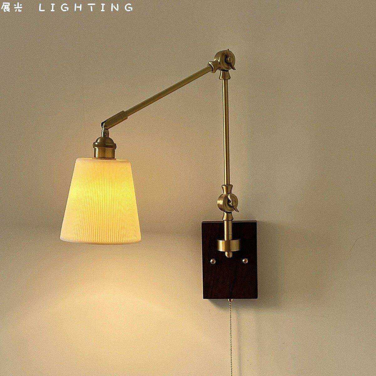 中古卧室床头壁灯轻法式复古侘寂风全铜摇臂伸缩客厅背景墙灯具,家装灯饰光源,壁灯,淘宝优惠券,粉丝福利购,淘宝优惠卷