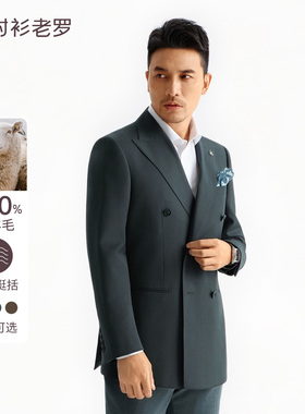 衬衫老罗[大师系列]100%羊毛西服抗皱免烫西装外套男237T0S503N