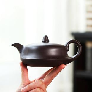 一帆风顺茶壶家用泡茶具曲壶 宜兴百目紫泥全手工紫砂壶